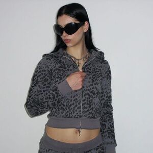 Gray Leopard Print Women's Jacket